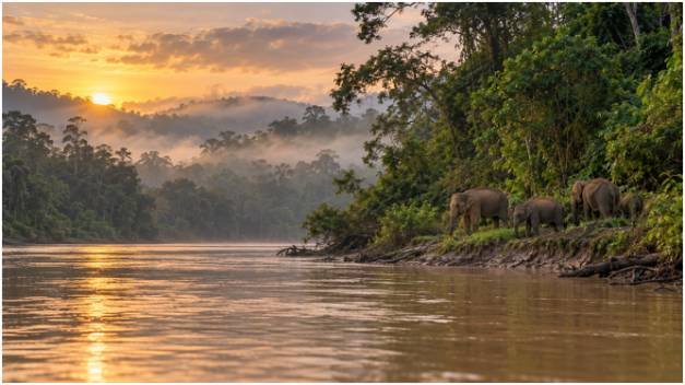 Kinabatangan River: Riparian Boat Safaris and Elephant Corridors