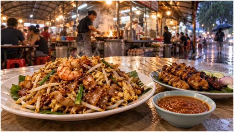Covered Night Hawker Feasts When the Skies Open Up